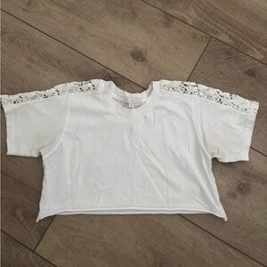 White Lace Sleeve Crop Top